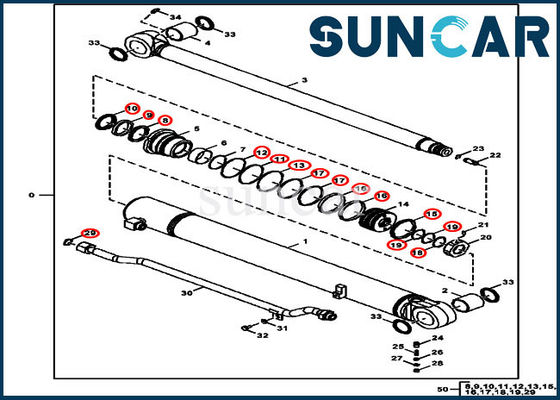 kupować Zestaw uszczelek hydraulicznych FYD00006230 Zestaw naprawczy siłownika ramienia pasuje do 75G 85G John Deere online manufacture