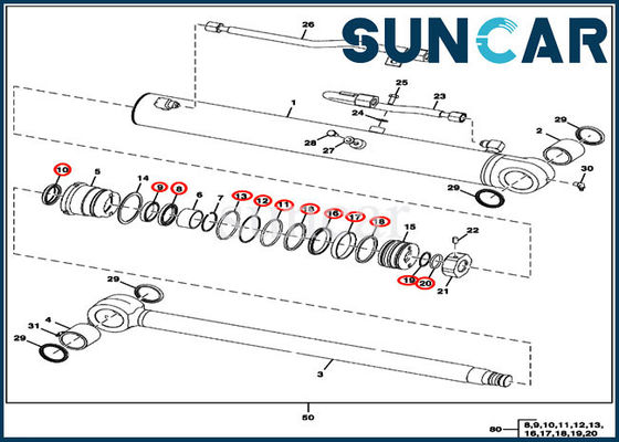 kupować 50D 50G Zestawy JOHN DEERE FYD00000073 Zestawy uszczelek do wymiany cylindra łyżki online manufacture