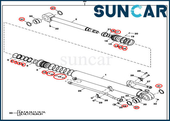 kupować FYD00000086 Zestaw uszczelek siłownika ramienia Zestaw serwisowy do John Deere 60D 60G online manufacture