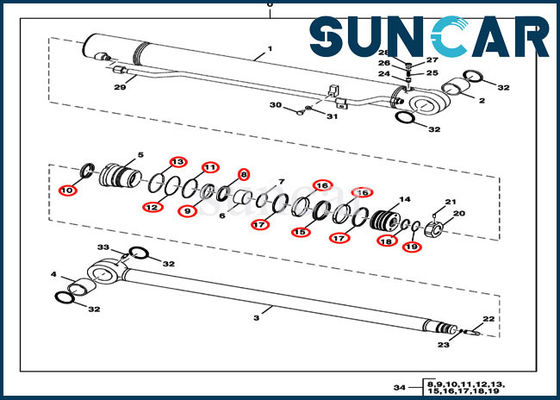 kupować FYD00000077 Zestaw naprawczy ramienia Deere Zestaw serwisowy siłownika hydraulicznego koparki online manufacture