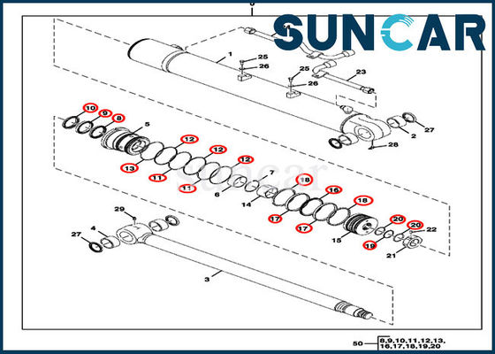 kupować ISO9001 FYD00000076 Zestaw hydraulicznych uszczelek wysięgnika 85D Zestaw naprawczy uszczelki cylindra JOHN DEERE online manufacture