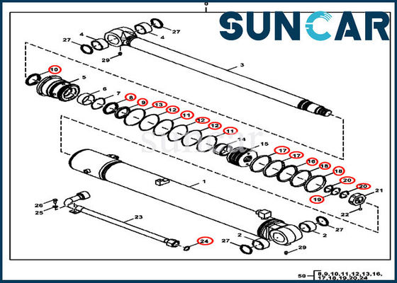 kupować FYD00006231 Zestaw uszczelek cylindra wysięgnika Zestaw serwisowy do koparki Pasuje do modeli sprzętu John Deere 85D online manufacture