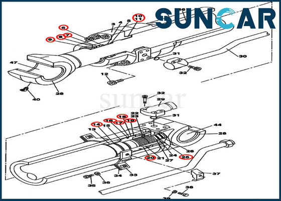 kupować LZ008050 Zestaw naprawczy ramienia / łyżki Uszczelki siłownika hydraulicznego Pasują do obudowy CX250C CX240B online manufacture