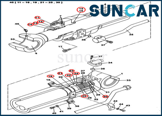 kupować Odporność na zużycie LZ011300 Zestaw uszczelniający cylindra łyżki Zestaw serwisowy hydrauliczny CX300C online manufacture