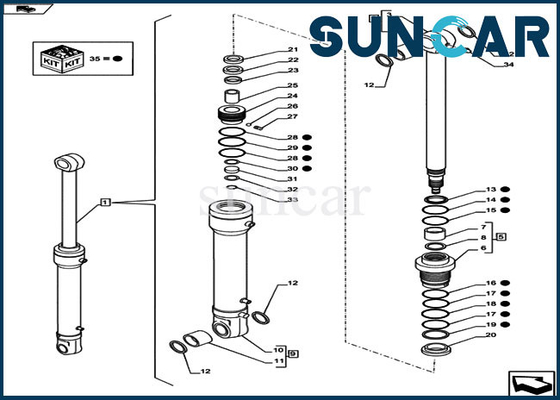 kupować CX80C Case LZ12030 Zestaw uszczelek cylindra obrotu OEM Zestaw do wymiany uszczelki hydraulicznej online manufacture