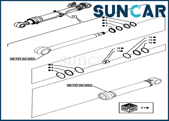 kupować CX350D LC CASE LZ012100 Zestaw naprawczy ramienia Zestawy naprawcze siłownika hydraulicznego online manufacture