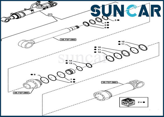 kupować LZ014960 Zestaw naprawczy uszczelki ramienia Zestaw serwisowy cylindra pasuje do obudowy koparki CX750DRTC online manufacture