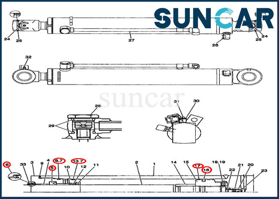 kupować CX36B CX31B CASE PX01V00045R300 Zestaw naprawczy uszczelki huśtawki Zestaw do wymiany cylindra wysięgnika online manufacture
