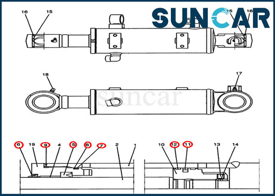 kupować YJ01V00009R300 Zestaw serwisowy do wymiany cylindra lemiesza spycharki do zestawu uszczelek obudowy CX47 online manufacture
