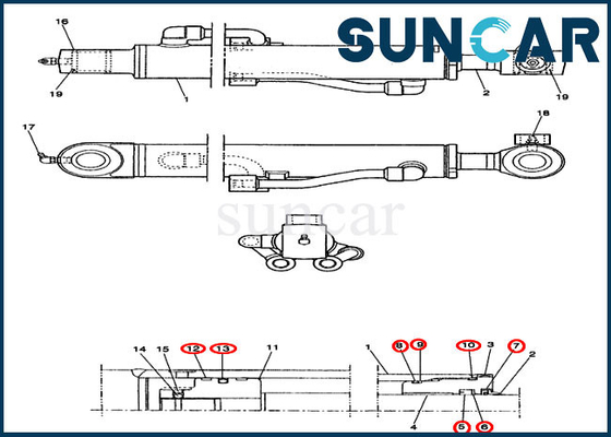 kupować PE01V00003R100 Zestaw serwisowy do wymiany cylindra łyżki do zestawu uszczelek koparki Case CX14 online manufacture