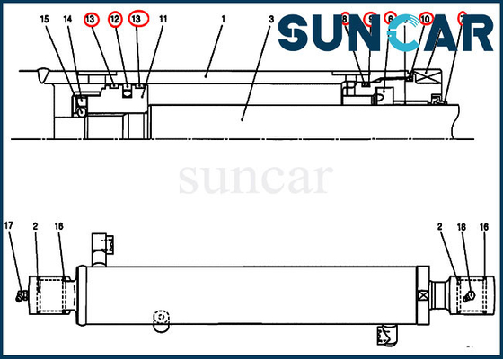 kupować Zestaw uszczelek cylindra PV01V00045R300 Zestaw uszczelek ramienia Pasuje do części konstrukcyjnych obudowy CX27B CX17B online manufacture