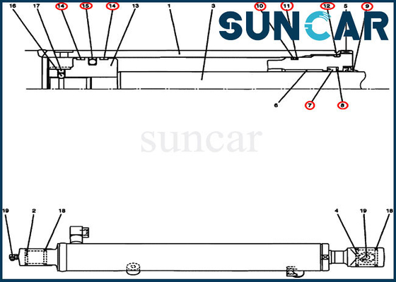kupować PU01V00035R300 Zestaw naprawczy hydraulicznego cylindra łyżki Koparka CX17B Zestawy do wymiany obudowy online manufacture