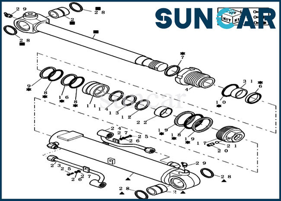 kupować 72282781 Zestaw uszczelek kubełkowych Zestawy naprawcze cylindrów do CX20B CX22B Mini koparka gąsienicowa online manufacture