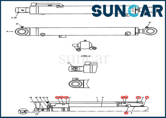 kupować PX01V00048R300 Zestaw naprawczy uszczelki siłownika ramienia CX36B Zestaw serwisowy do wymiany minikoparki online manufacture