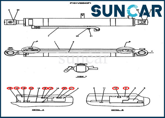 kupować CX50B Model Case PY01V00037R300 Zestaw wymiennych uszczelek Zestawy naprawcze wysięgnika do koparek gąsienicowych online manufacture