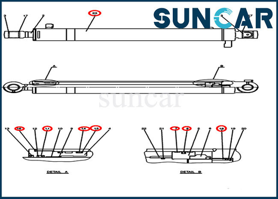 kupować CX50B Case PH01V00037R400 Zestaw naprawczy uszczelki ramienia koparki Zestawy do wymiany cylindra hydraulicznego online manufacture