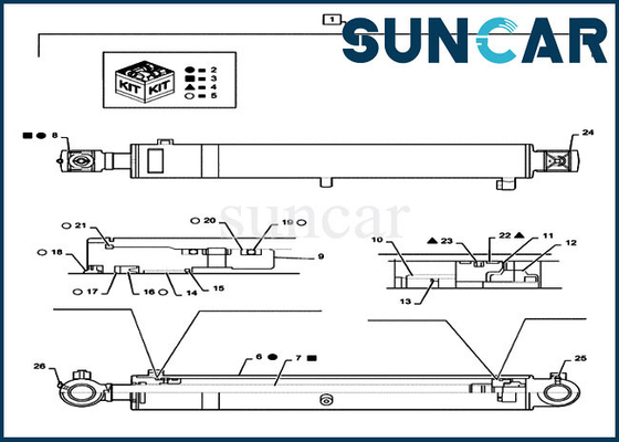 kupować Zestaw naprawczy wysięgnika PS01V00001R400 pasuje do obudowy CX55B Pręt cylindra 55 MM otwór 90 MM koparka online manufacture