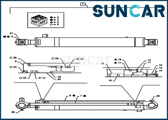 kupować PS01V00002R400 Zestaw uszczelek tłoczyska siłownika ramienia pasuje do modelu koparki gąsienicowej CASE CX55B online manufacture