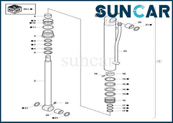 kupować Minikoparka gąsienicowa XKCC-01360 XKCC01360 Zestaw naprawczy cylindra łyżki pasuje do obudowy CX33C CX37C online manufacture