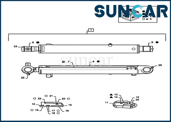 kupować PS01V00003R400 Zestaw naprawczy łyżki Części obudowy CX55B Zestaw serwisowy siłownika hydraulicznego koparki online manufacture