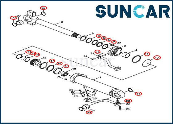 kupować 31Y2-03400 31Y203400 Zestaw uszczelek kubełkowych Zestawy naprawcze cylindrów Pasują do konstrukcji obudowy ładowarki 1221E online manufacture