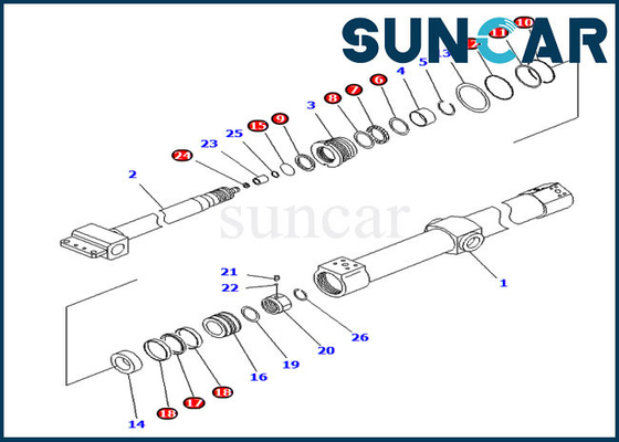 kupować Zestaw uszczelek KB3011A-00222 Zestaw naprawczy cylindra suwaka do ramienia Telesco Komatsu PC200SC-7-M1 PC200SC-6 online manufacture