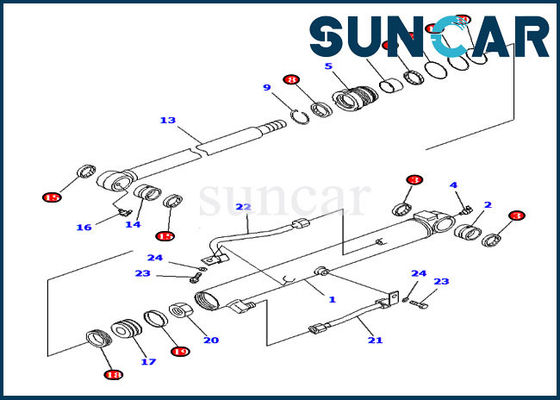 kupować 707-98-14830 7079814830 Zestaw uszczelek cylindra łyżki do części wewnętrznych Komatsu PC20R-8 PC38UU-3 online manufacture