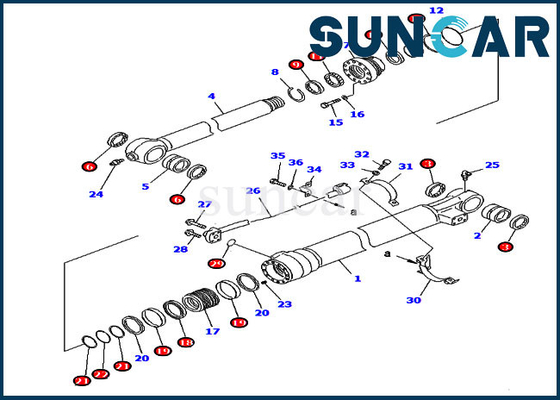 kupować Zestaw serwisowy łyżki odpornej na zużycie 707-99-58320 PC220-6 PC220LC-6Z Zestaw uszczelek cylindra Komatsu online manufacture