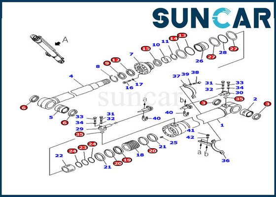 kupować PC220-8 PC220LC-8 Zestaw serwisowy Komatsu 707-98-47730 Zestawy naprawcze uszczelki olejowej cylindra hydraulicznego wysięgnika online manufacture