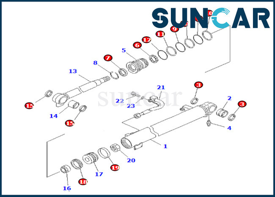 kupować 707-98-24281 7079824281 Zestaw uszczelniający siłownika wysięgnika Komatsu do zestawu serwisowego siłownika wysięgnika PC35MR-1 PC35MRX-1A online manufacture
