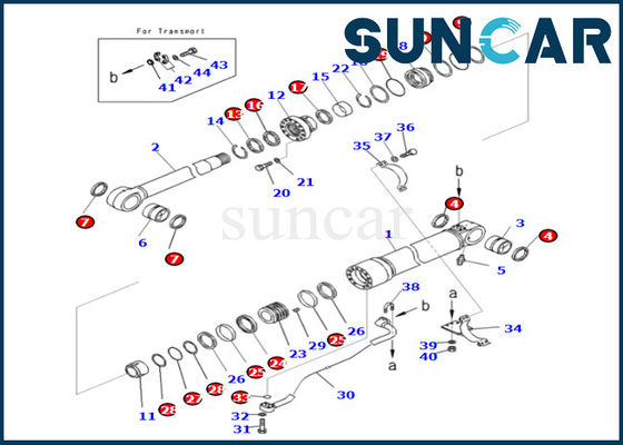 kupować Zestaw uszczelek cylindra wysięgnika 721-98-00560 7219800560 dla PC490LC-10 PC490HRD-11E0 Zestaw naprawczy uszczelki cylindra wysięgnika Komatsu online manufacture
