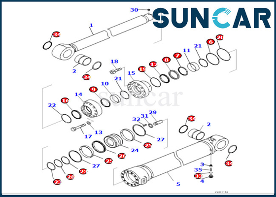 kupować Zestaw uszczelek siłownika ramienia Komatsu Zestaw naprawczy uszczelki siłownika ramienia 721-98-01750 7219801750 PC490LCI-11 online manufacture