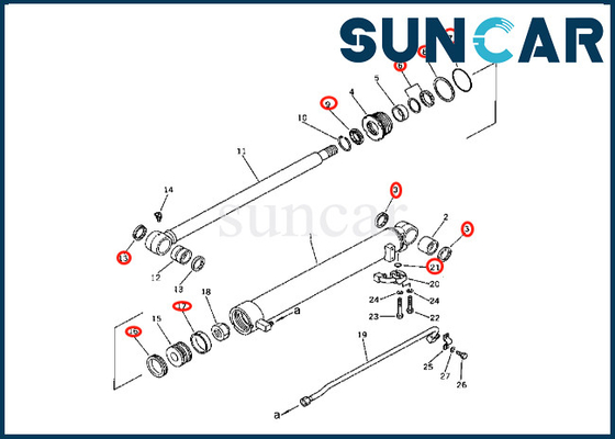 kupować 201-63-36700 2016336700 Zestaw uszczelek siłownika ramienia do PC60-2 PW60-1 Zestaw uszczelek siłownika ramienia Komatsu online manufacture
