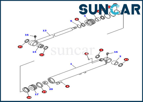 kupować 707-98-29510 7079829510 Boom Swing Cylinder Seal Kit For Oversea Spec. Maszyna PC40MR-2 Komatsu online manufacture