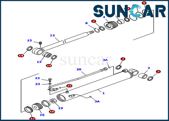 kupować PC45MR-1 PC45MRX-1 KOMATSU 707-98-29620 7079829620 Zestaw naprawczy uszczelki wahacza wysięgnika Siłownik hydrauliczny online manufacture