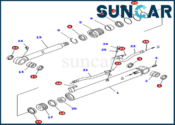 kupować 707-98-25360 7079825360 Zestaw naprawczy cylindra łyżki pasuje do części wewnętrznych do koparki PC45MR-1 Komatsu online manufacture