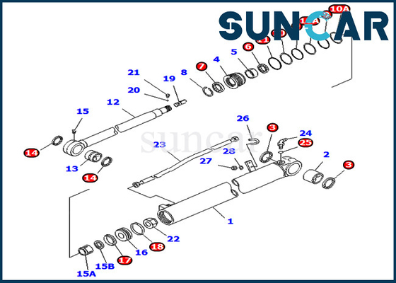 707-98-35270 7079835270 Zestaw naprawczy uszczelki siłownika ramienia do wysięgnika PC75UD-3 PC75UU-3 Komatsu Mono