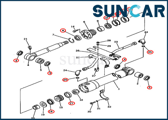 Komatsu PC75UU-1 707-98-27500 7079827500 Zestaw uszczelek ramienia Zestaw naprawczy siłownika hydraulicznego