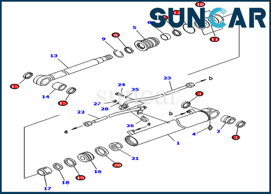 707-98-43200 7079843200 Zestaw serwisowy siłownika wysięgnika Komatsu PC75UU-2 PC78US-5 Zestawy uszczelek naprawczych