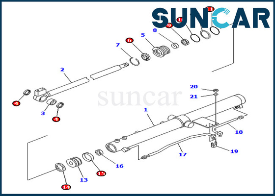 PC75UU-2 PC75UU-3 Komatsu 707-98-24830 7079824830 Zestaw naprawczy siłownika ramienia ślizgowego koparki