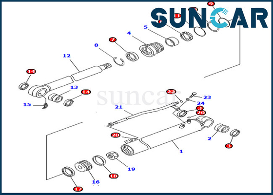 Zestaw uszczelek olejowych wahacza wysięgnika 707-98-41330 7079841330 Zestaw naprawczy cylindra pasuje do PC78MR-6 PC88MR-6 Komatsu