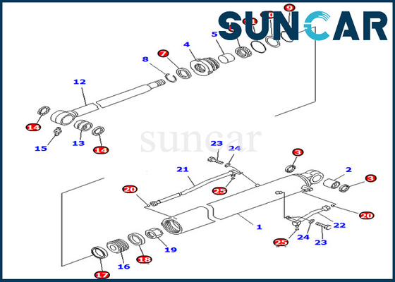 Komatsu 707-98-26720 7079826720 Zestaw naprawczy uszczelki łyżki Siłownik hydrauliczny do koparki PC78MR-6 PC78US-8