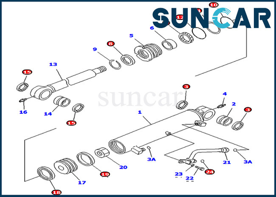 707-98-34700 7079834700 Zestaw serwisowy cylindra z przesunięciem wysięgnika pasuje do części wewnętrznych Komatsu PC78UU-6 PC78UU-8