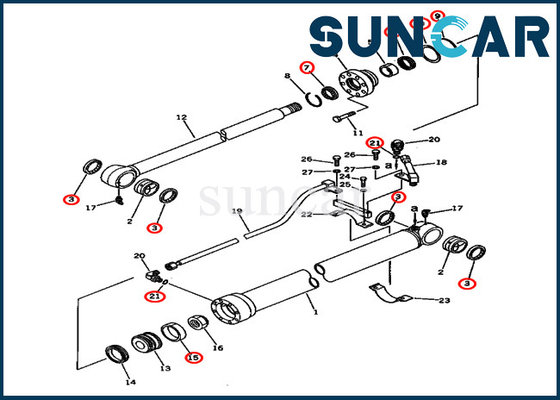 Zestaw naprawczy do łyżki 20X-63-02030 20X6302030 PC80-3 PC80LC-3 Modele Zestaw uszczelniający cylindra Komatsu