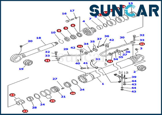 Zestawy naprawcze wysięgnika PC800-8 PC850-8 707-99-76230 7079976230 Zestaw uszczelniający cylindra Komatsu