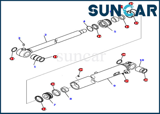 Komatsu PC80MR-3 PC80MR-5 707-98-26980 7079826980 Zestaw uszczelek olejowych cylindra łyżki Części serwisowe koparki