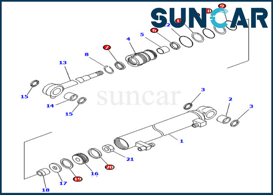 Zestaw uszczelniający do koparki 707-98-03030 7079803030 PC02-1 Zestawy naprawcze uszczelek cylindrów wysięgnika Komatsu