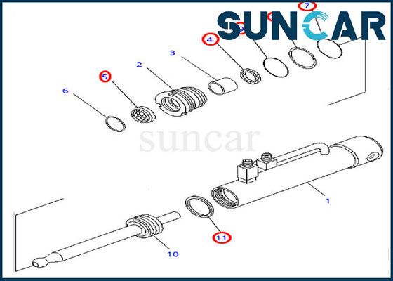 707-99-11050 Zestaw uszczelek cylindra hydraulicznego ściągacza sworzni Pasuje do D375A-2 Komatsu