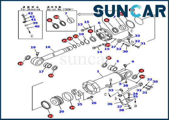 Odporność na olej 707-98-74400 Zestaw naprawczy cylindra podnośnika do D375A-3 D375A-3A Komatsu