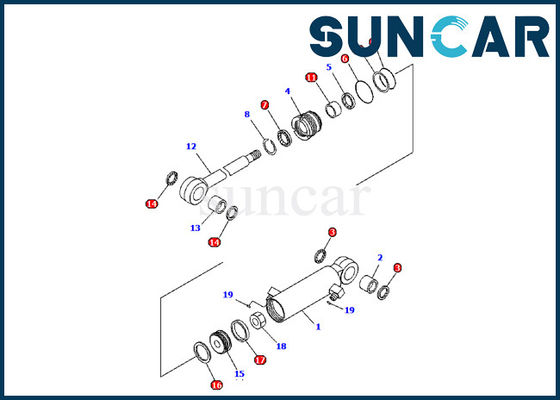 707-98-03480 Komatsu PC09-1 Części wewnętrzne koparki Zestaw naprawczy Zestaw uszczelek cylindra hydraulicznego łopatek